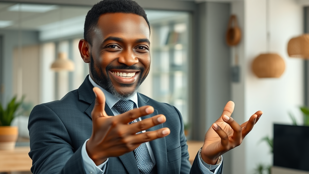 African business leader presenting digital media strategy emphasizing East Africa business media ownership