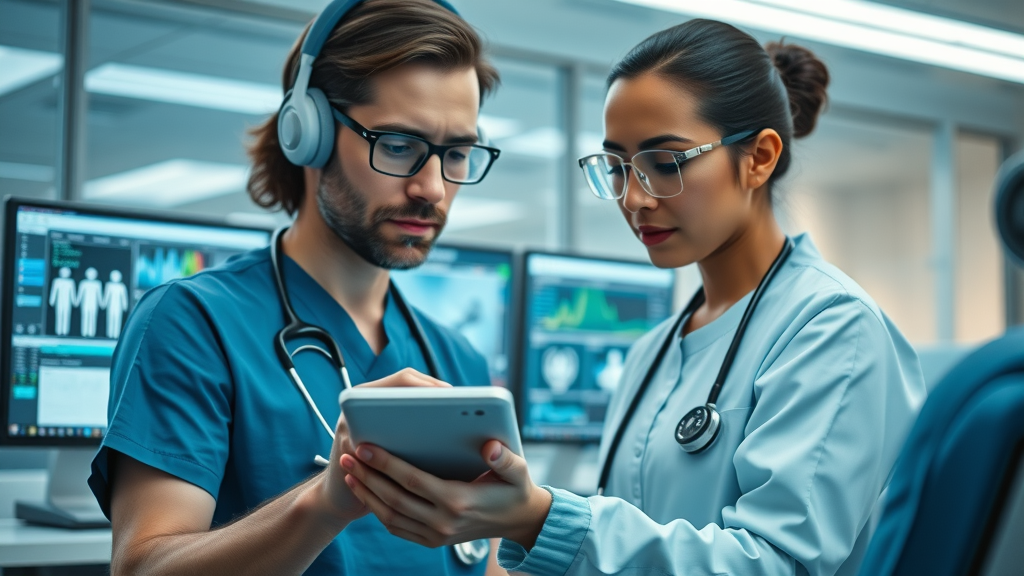 Cutting-edge telemedicine technology with healthcare worker and patient utilizing digital platform exemplifying healthcare transformation Uganda