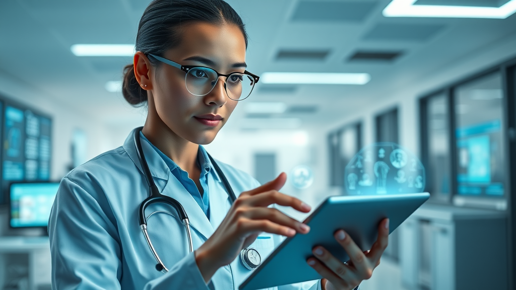 Healthcare professional using telemedicine technology at case medical centre Uganda