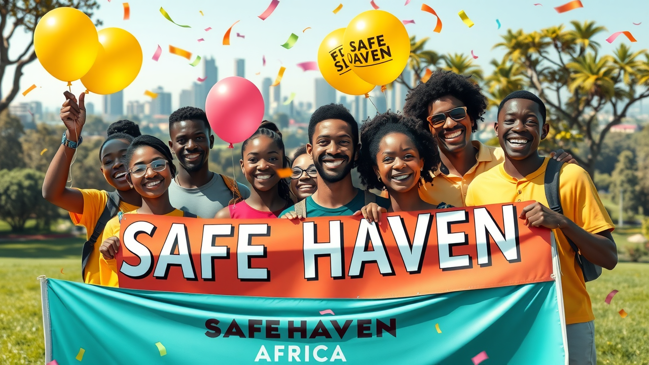 Motivated diverse Ugandan youth and adults united holding banners, symbolizing unity and advocacy for supporting teenage mothers in Uganda.