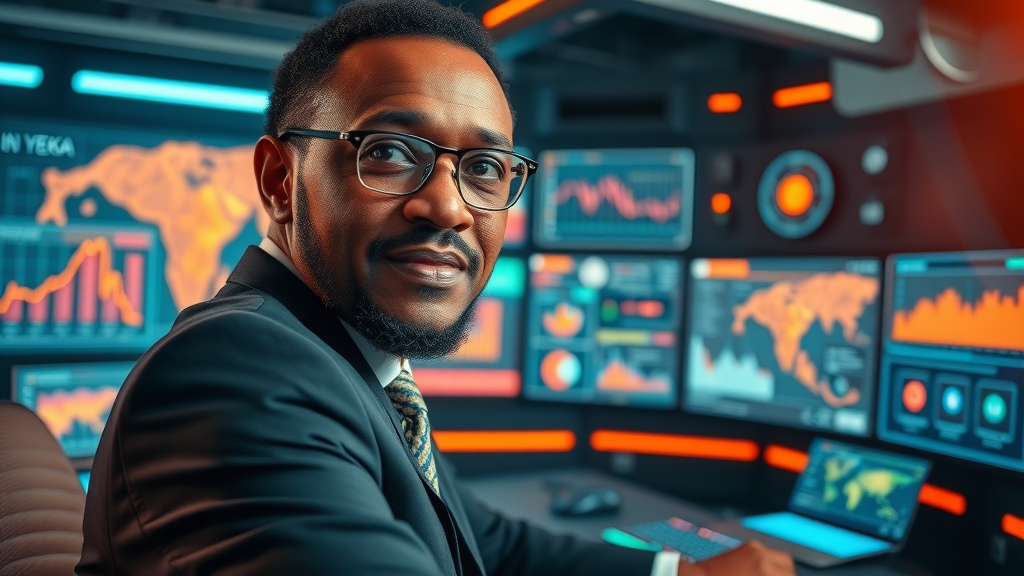 Progressive African CEO overseeing media operations to minimize digital media ownership mistakes Africa