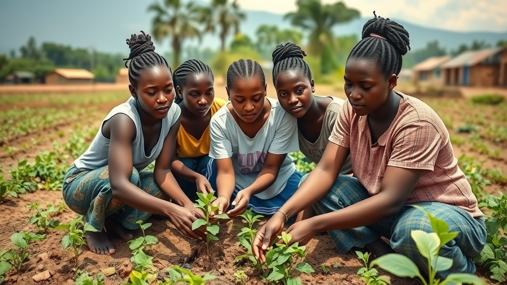 Vocational farming training for Ugandan mothers at Safe Haven Africa led by Gladys Katenda.