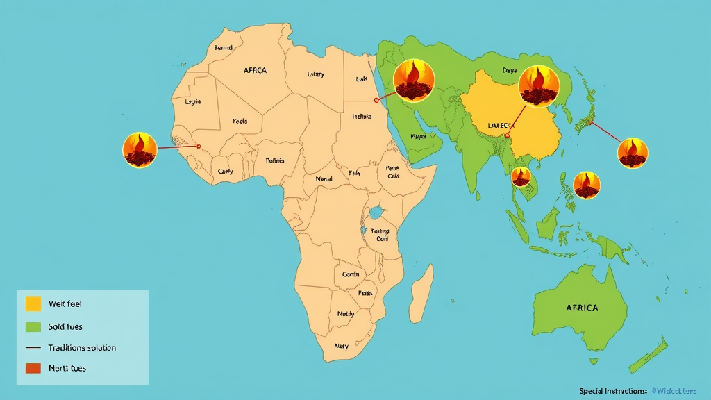 Infographic map of Africa showing regions with solid fuel stove use versus modern clean cooking solutions - clean cooking technology is saving lives and fuel in african communities—here’s how.