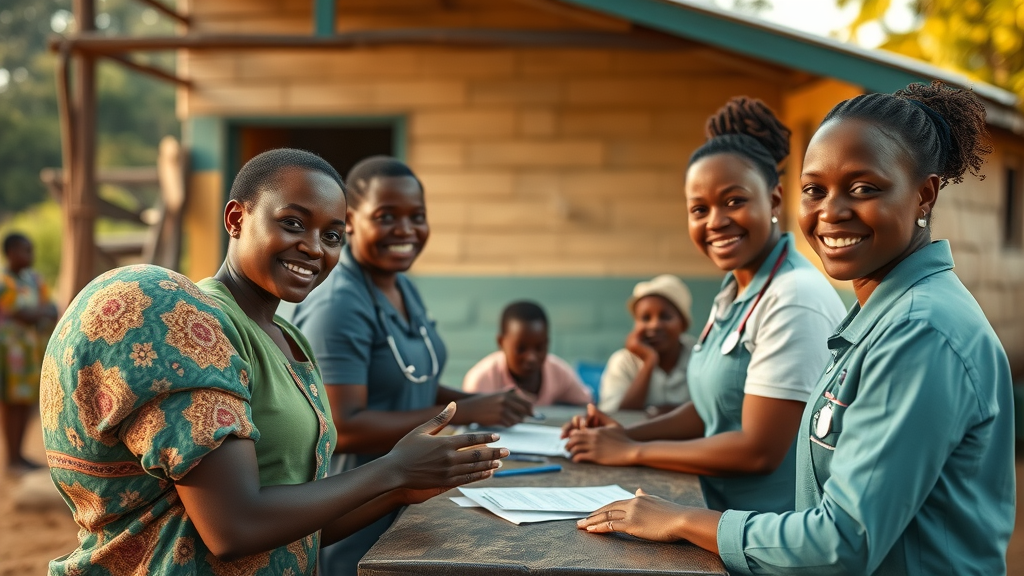 future of healthcare africa welcoming rural clinic with friendly staff
