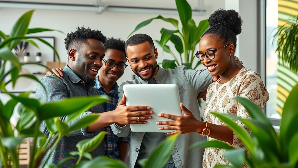 Collaborative African startup team building owned media management Africa website