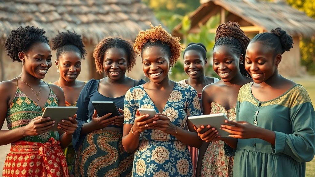 African women and youth empowered by digital financial education in a rural village