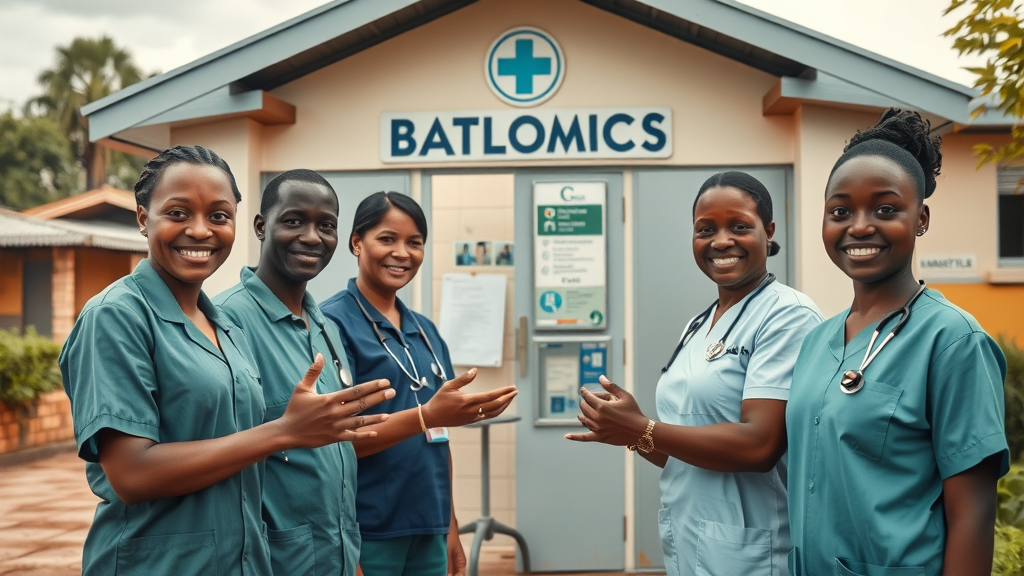 Satellite clinics Uganda providing community healthcare services with welcoming staff in urban and rural settings