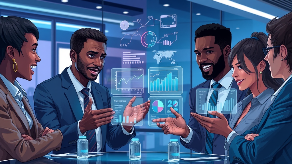 African business professionals networking via futuristic holographic data interfaces digital sovereignty africa q&amp;a