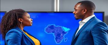 serious newsroom director, concentrated, orchestrating the day's broadcast, photorealistic, large control room with multiple screens, highly detailed, hum of machines, 24mm lens, subtle hues, controlled low lighting, shot with a 16-35mm camera lens.